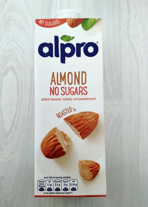 carton of Alpro Almond milk